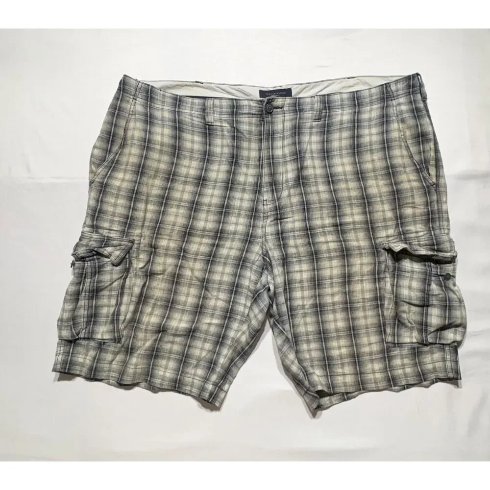 Tommy Hilfiger Plaid Cargo Shorts Men's Size 44 Gray